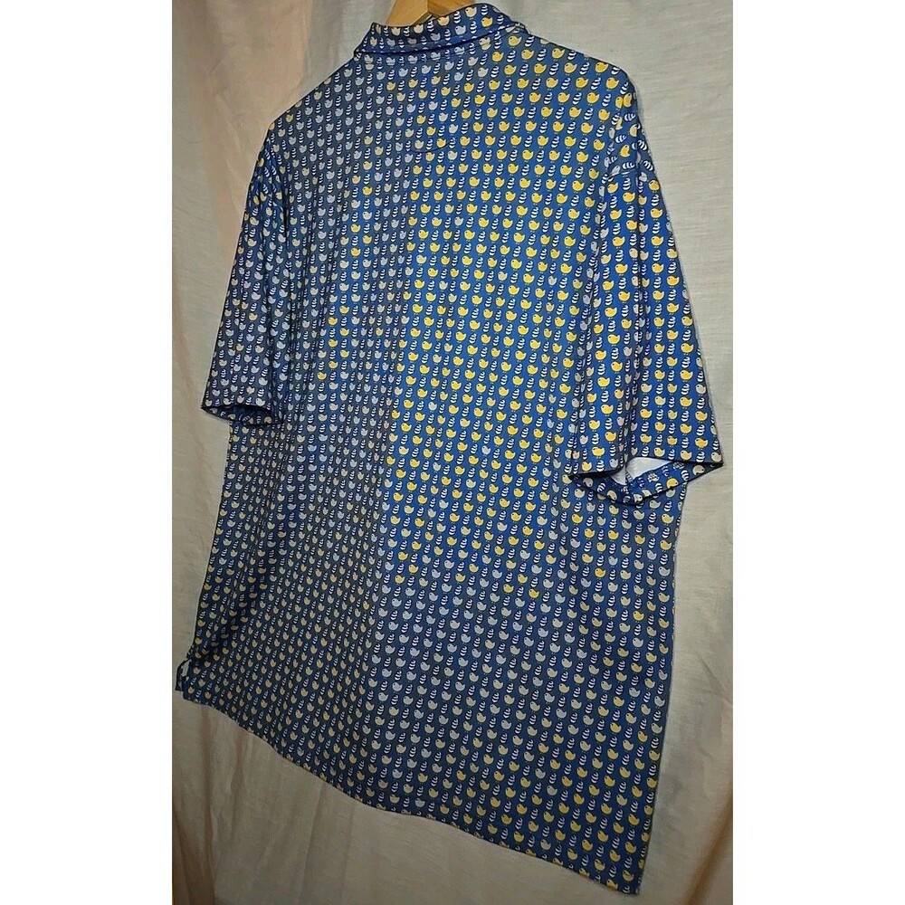 Horn Legend Bamboo Charchoal Polo Shirt Mens XL Blue Geometric Golf Stretch - Picture 6 of 9